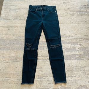 J Brand Alana Distressed High-rise Cropped Skinny  Jeans in Blue Mercy